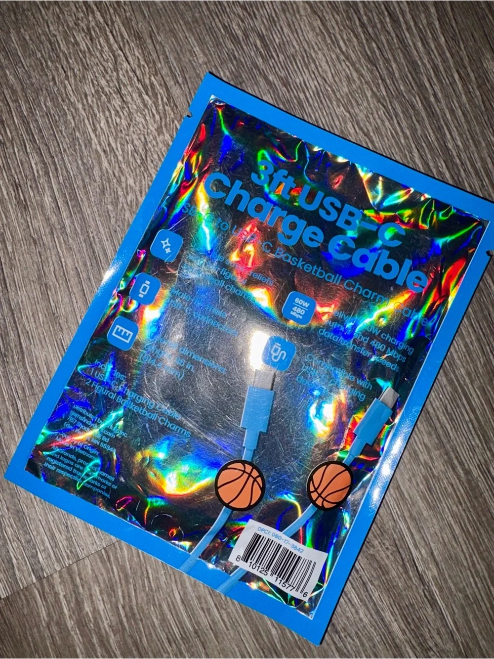 Blue USB Charge Cable with Basketball Cable Protectors